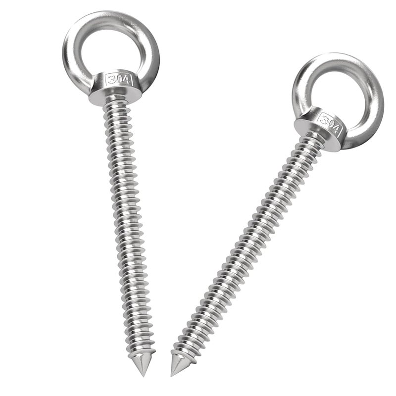 KIBBEH 5.6-Inch M10 Heavy Duty Eye Hooks, 304 Stainless Steel Self Tapping Eyelet Screw – 1000LBS Load Capacity for Secure Hammock, Swing Chair, & Yoga Use (2 Pack) - Image 1